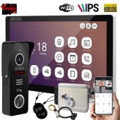 WiFi 10" домофон с замком на калитку Seven Smart Home Pro black (дозвон на телефон, запись видео, встроенный считыватель)
