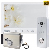 FHD комплект видеодомофона с 140° панелью вызова и замком Seven Kit FHD Home-Lock white