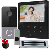 Беспроводной IP Wi-Fi домофон с магнитным замком и контролем доступа Hikvision DS-KH6110-WE1 Office Kit  (управление со смартфона)