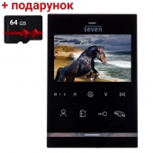 Видеодомофон 4 дюйма с записью SEVEN DP–7541 black + SD карта 64Гб в подарок!