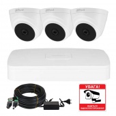 Комплект 2Мп HD видеонаблюдения для помещения Dahua Kit 2MP-Lite-3in