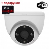 4Мп 2K Wi-Fi камера видеонаблюдения со звуком Ezviz CS-H4 (3WKFL,2.8мм) IP67 + карта памяти SD 64Гб в подарок