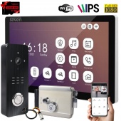 Wi-Fi видеодомофон с замком для частного дома Seven WF Smart Kit Pro (black): детектор движения и поддержка Tuya Smart