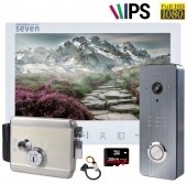 FullHd комплект видеодомофона для частного дома с вызывной панелью и замком Seven Kit FHD Home-Lock Pro