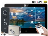 Комплект 10" видеодомофон wifi, вызывная панель и электромеханический замок NeoLight Mezzo HD WF Home Pro Black