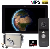 Комплект IPS FHD видеодомофона 10" и электромеханического замка ATIS Home-10BSS-Kit (black)