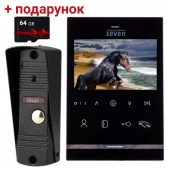 Комплект домофона SEVEN DP–7542 black с записью видео по движению + SD карта 64Гб в подарок!