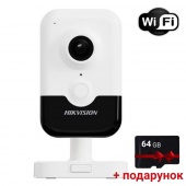 2Мп IP Wi-Fi & PoE відеокамера з мікрофоном та динаміком Hikvision DS-2CD2423G2-IW(W) + карта пам'яті 64Гб у подарунок