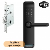 Розумний дверний біометричний замок SEVEN LOCK SL-7767BFW black (Wi-Fi, врізна частина KALE з автозакриттям)