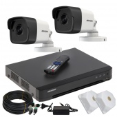 5Мп видеонаблюдение на 2 уличные камеры Hikvision Kit 5MP-IR-2out