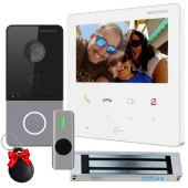 Бездротовий IP Wi-Fi домофон з магнітним замком та контролем доступу Hikvision DS-KH6110-WE1 Office Kit  (управління зі смартфона)