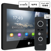 FullHD комплект 10" Wi-Fi видеодомофона NeoLight MEZZO Hybrid HD Kit Pro Black (панель Prime FHD) — дозвон на телефон и запись видео