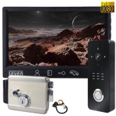 FHD комплект видеодомофона с 140° панелью вызова и замком Seven Kit FHD Home-Lock black