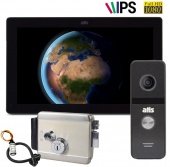 Комплект IPS FHD відеодомофону 10" та електромеханічного замку ATIS Home-10BSS-Kit (black)