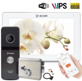 Wi-Fi відеодомофон та електромеханічний замок BCOM Smart Lock WF White