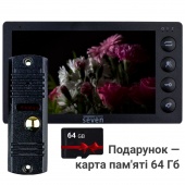 Комплект видеодомофона с записью видео по движению SEVEN DP-7574 Kit black + SD карта 64Гб в подарок!