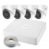 Комплект IP видеонаблюдения со звуком Hikvision Kit DSx23U-Audio-4pc