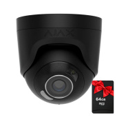 8Мп IP камера відеоспостереження Ajax TurretCam HL black (2.8 мм) з мікрофоном, можливостями ШІ та гібридним підсвічуванням