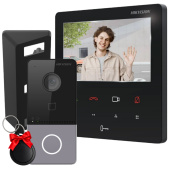 Комплект 4" IP WiFi домофону та WiFi панелі виклику Hikvision DS-WF61-CR-KIT Black (мобільний застосунок та віддалений доступ)