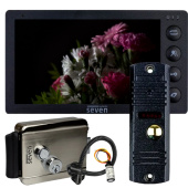 Домофон із електромеханічним замком SEVEN DP-7574 Lock Kit black (запис відео по детекції руху)
