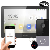IP Wi-Fi відеодомофон 10 дюймів та Wi-Fi панель виклику Hikvision DS-KH85-CR-KIT (мобільний додаток та віддалений доступ)