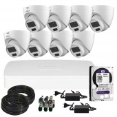 HDCVI комплект видеонаблюдения со звуком, записью и двойным освещением Dahua Kit-8pc-Audio