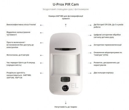 Беспроводной датчик движения с фотофиксацией U-Prox PIR Cam White