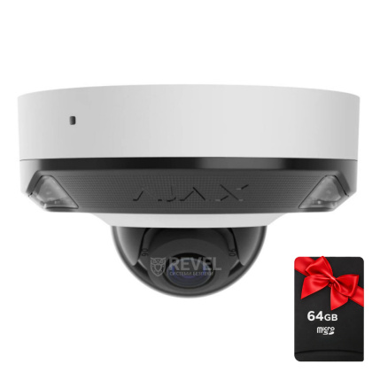 5Мп IP камера видеонаблюдения Ajax DomeCam Mini HL white (4мм) с микрофоном, возможностями ИИ и гибридной подсветкой