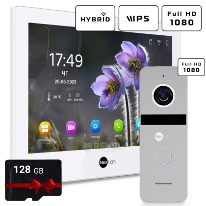 FullHD комплект Wi-Fi видеодомофона NeoLight Alpha Hybrid HD Kit (панель Solo FHD) (White / Black) — дозвон на телефон и запись видео