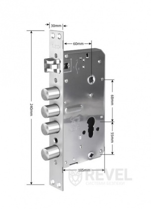 Умный дверной биометрический замок SEVEN LOCK SL-7768BF silver (врезная часть 6068R)