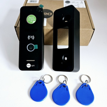 Wi-Fi домофон NeoLight Alpha Hybrid Black + панель со считывателем брелков OPTIMA ID FHD Black (управление со смартфона, запись видео)