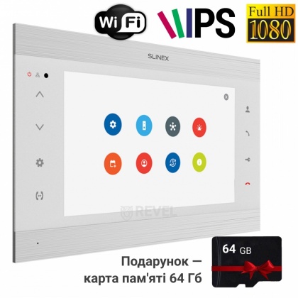 Wi-Fi 10" видеодомофон с переадресацией вызовов на смартфон, квадратором и записью видео Slinex SL-10N Cloud (silver + white)