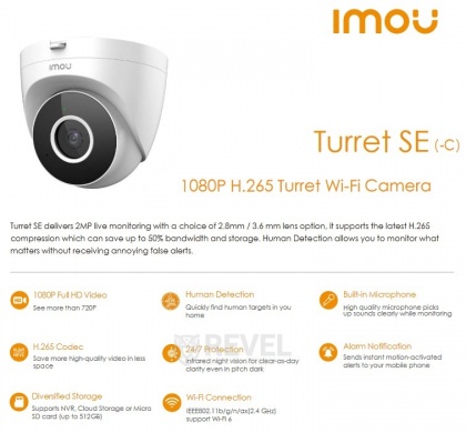 Комплект 2Мп Wi-Fi видеонаблюдения со звуком для помещения Imou IPC-2EP-2MP-KIT (Turret SE)