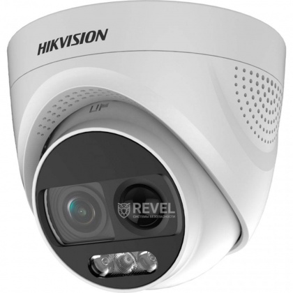 2Мп TurboHD ColorVu мультиформатная видеокамера с PIR датчиком и сигнализацией HikVision DS-2CE72DFT-PIRXOF (2.8 мм)