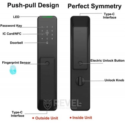 Умный дверной биометрический замок SEVEN LOCK SL-7775BF black