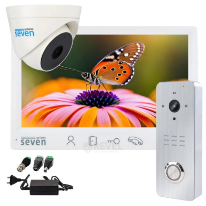 FullHd комплект видеодомофона 7" с записью + дополнительная камера SEVEN DP-7571 Cam Kit white