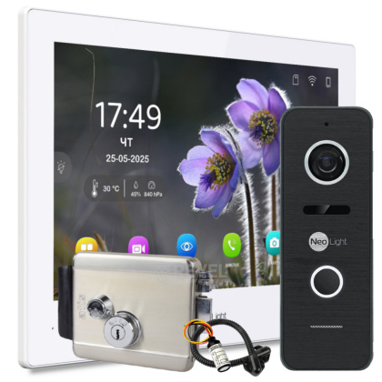 Wi-Fi видеодомофон на калитку частного дома с замком NeoLight Alpha Hybrid Home Kit White
