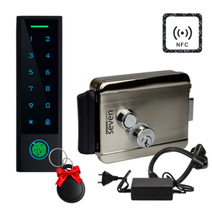 Биометрический NFC Bluetooth контроль доступа с электромеханическим замком SEVEN SKD-KIT-EM14