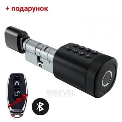 Умный Bluetooth дверной биометрический замок (цилиндр) SEVEN LOCK SL-7774BF (35-90мм) (silver / black)