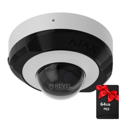 8Мп IP камера видеонаблюдения Ajax DomeCam Mini white (4мм) с микрофоном и возможностями искусственного интеллекта