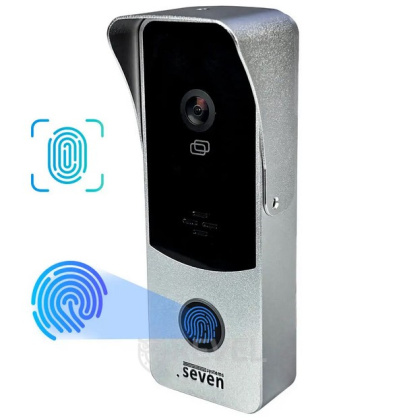 Вызывная панель домофона со встроенным контроллером и считывателем отпечатка пальца SEVEN CP-7508 FHD silver
