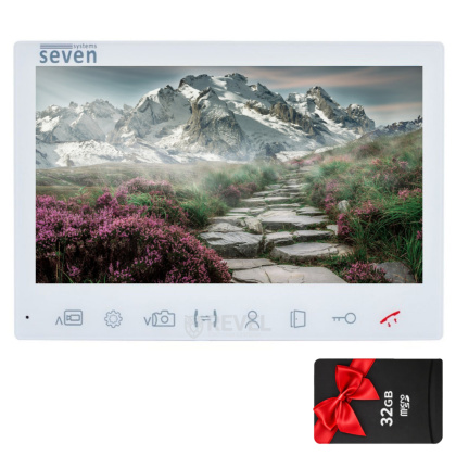 FullHD IPS видеодомофон 7 дюймов с детекцией движения SEVEN DP–7575 FHD IPS white + MicroSD 32Gb в подарок