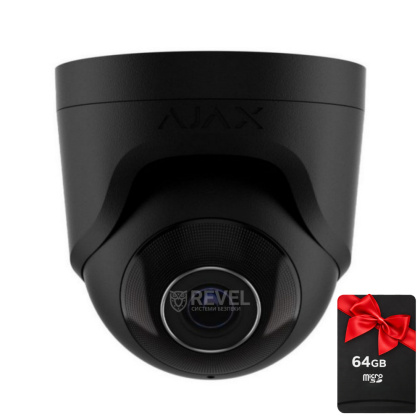 5Мп IP камера видеонаблюдения Ajax TurretCam black (4мм) с микрофоном и возможностями искусственного интеллекта