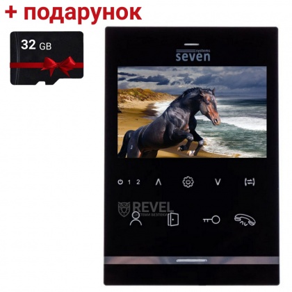 Видеодомофон 4 дюйма с записью SEVEN DP–7541 black + SD карта 32Гб в подарок!