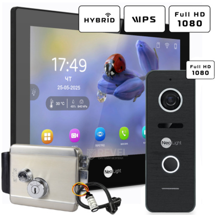 Wi-Fi видеодомофон на калитку частного дома с замком NeoLight Alpha Hybrid Home Kit Black