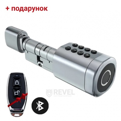 Умный Bluetooth дверной биометрический замок (цилиндр) SEVEN LOCK SL-7774BF (35-90мм) (silver / black)