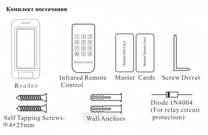 Автономный контроллер со встроенным считывателем (125 кГц EM) Via Security VSA-11P/E White