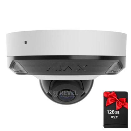 8Мп IP камера видеонаблюдения Ajax DomeCam Mini HL white (2.8мм) с микрофоном, возможностями ИИ и гибридной подсветкой