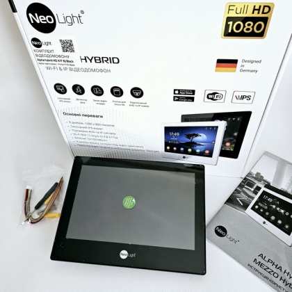 Wi-Fi домофон NeoLight Alpha Hybrid Black + панель со считывателем брелков OPTIMA ID FHD Black (управление со смартфона, запись видео)
