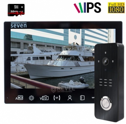 Комплект IPS видеодомофона с записью по движению SEVEN DP–7575FHD–B Kit box (black)